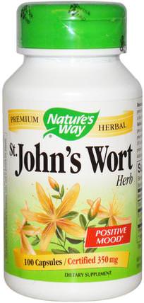 St. Johns Wort, Herb, 350 mg, 100 Capsules by Natures Way, 草藥，聖。約翰斯麥汁 HK 香港