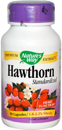 Standardized Hawthorn, 90 Veggie Caps by Natures Way, 健康，心臟心血管健康，心臟支持，血壓 HK 香港