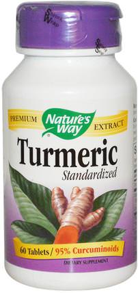 Standardized Turmeric, 60 Tablets by Natures Way, 補充劑，抗氧化劑，薑黃素 HK 香港