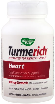 Turmerich, Heart, 400 mg, 60 Plant-Based Capsules by Natures Way, 補充劑，抗氧化劑，薑黃素 HK 香港
