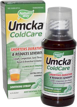 Umcka, ColdCare, Mint-Menthol Flavor, 4 oz (120 ml) by Natures Way, 補充劑，健康，感冒和流感病毒 HK 香港