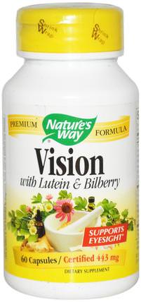 Vision, With Lutein & Bilberry, 443 mg, 60 Capsules by Natures Way, 補充劑，抗氧化劑，葉黃素 HK 香港