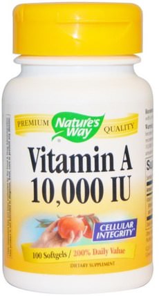 Vitamin A, 10.000 IU, 100 Softgels by Natures Way, 維生素，維生素a HK 香港