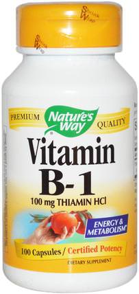 Vitamin B-1, 100 mg Thiamin HCl, 100 Capsules by Natures Way, 維生素，維生素b HK 香港