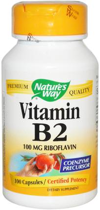 Vitamin B2, 100 mg, 100 Capsules by Natures Way, 維生素，維生素b HK 香港