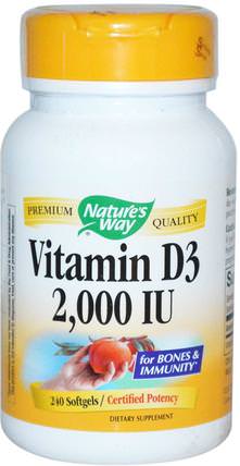 Vitamin D3, 2.000 IU, 240 Softgels by Natures Way, 維生素，補品 HK 香港
