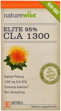Elite 95% CLA 1300, 90 Softgels by NatureWise, 減肥，飲食，cla（共軛亞油酸），運動 HK 香港