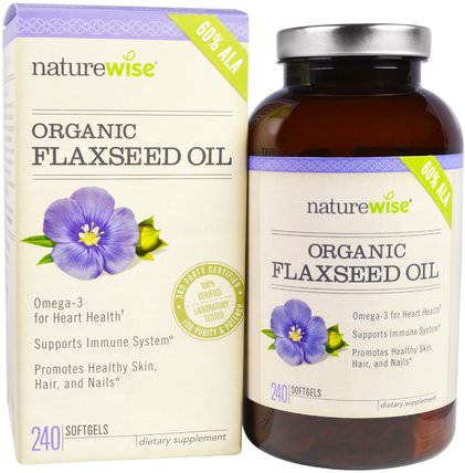 Organic Flaxseed Oil, 240 Softgels by NatureWise, 補充劑，efa omega 3 6 9（epa dha），亞麻油軟膠囊 HK 香港