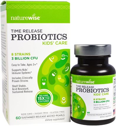 Time Release, Probiotics, Kids Care, 60 Sustained Release Micro-Pearls by NatureWise, 補充劑，益生菌，兒童益生菌 HK 香港
