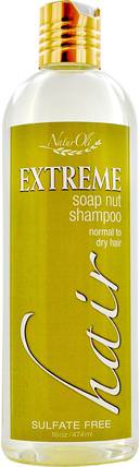 Extreme Soap Nut Shampoo, Normal to Dry Hair, 16 oz (474 ml) by NaturOli, 洗澡，美容，頭髮，頭皮，洗髮水，護髮素 HK 香港