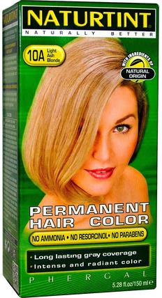 Permanent Hair Color, 10A Light Ash Blonde, 5.28 fl oz (170 ml) by Naturtint, 洗澡，美容，頭髮，頭皮，頭髮的顏色 HK 香港