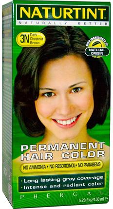 Permanent Hair Color, 3N Dark Chestnut Brown, 5.28 fl oz (150 ml) by Naturtint, 健康 HK 香港