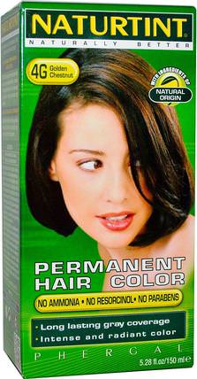 Permanent Hair Colorant, 4G Golden Chestnut, 5.28 fl oz (150 ml) by Naturtint, 洗澡，美容，頭髮，頭皮，頭髮的顏色 HK 香港