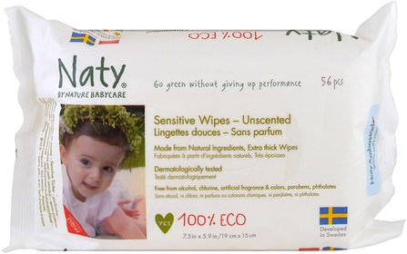 Sensitive Wipes, Unscented, 56 Wipes by Naty, 兒童的健康 HK 香港