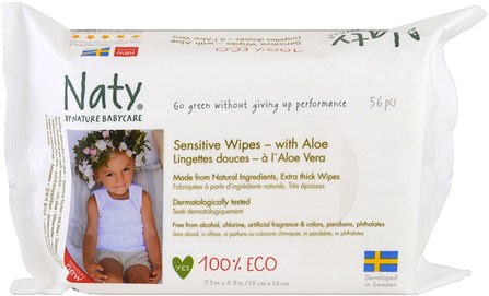 Sensitive Wipes with Aloe, 56 Wipes by Naty, 兒童的健康 HK 香港