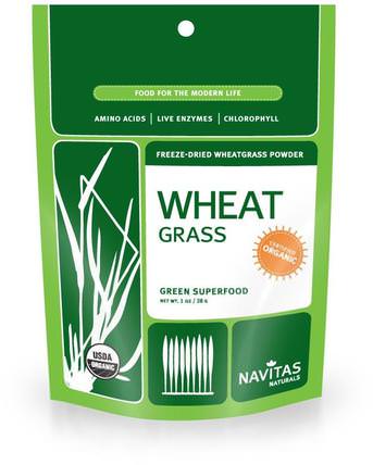 Organic Wheat Grass, Freeze-Dried Wheatgrass Powder, 1 oz (28 g) by Navitas Organics, 補品，超級食品，小麥草 HK 香港