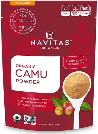 Organic Camu Powder, 3 oz (85 g) by Navitas Organics, 補充劑，抗氧化劑，camu camu - 天然維生素c，水果提取物，超級水果 HK 香港