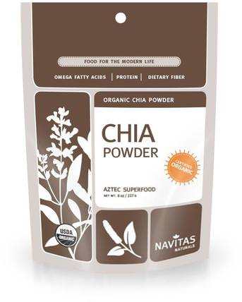 Organic Chia Powder, 8 oz (227 g) by Navitas Organics, 補充劑，efa omega 3 6 9（epa dha），正大種子 HK 香港