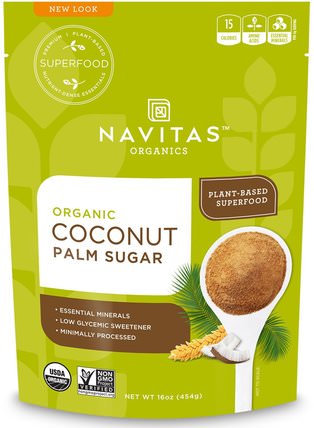 Organic Coconut Palm Sugar, 16 oz (454 g) by Navitas Organics, 食物，甜味劑，椰子糖晶體 HK 香港