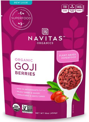 Organic Goji Berries, 16 oz (454 g) by Navitas Organics, 補品，adaptogen，乾果 HK 香港