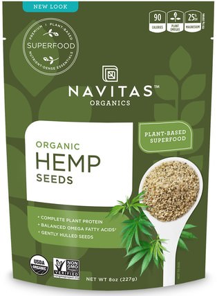 Organic Hemp Seeds, 8 oz (227 g) by Navitas Organics, 補充劑，efa omega 3 6 9（epa dha），大麻製品，去殼大麻種子 HK 香港