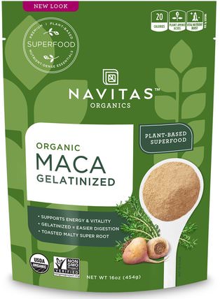 Organic Maca, Gelatinized, 16 oz (454 g) by Navitas Organics, 健康，男人，瑪卡，補品，adaptogen HK 香港
