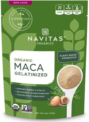 Organic Maca, Gelatinized, 4 oz (113 g) by Navitas Organics, 健康，男人，瑪卡，補品，adaptogen HK 香港