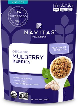 Organic Mulberry Berries, 8 oz (227 g) by Navitas Organics, 補品，桑椹，乾果 HK 香港
