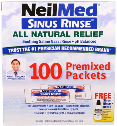 Sinus Rinse, All Natural Relief, 100 Premixed Packets by NeilMed, 健康，鼻腔健康，鼻腔 HK 香港