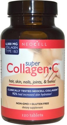 Super Collagen+C, Type 1 & 3, 6.000 mg, 120 Tablets by Neocell, 健康，骨骼，骨質疏鬆症，膠原蛋白類型i和iii HK 香港