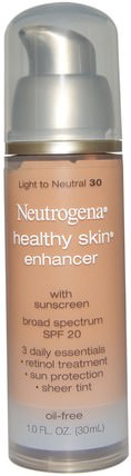 Healthy Skin Enhancer, Broad Spectrum SPF 20, Light to Neutral 30, 1.0 fl oz (30 ml) by Neutrogena, 美容，面部護理，spf面部護理 HK 香港