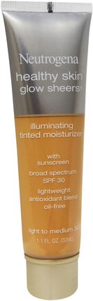 Healthy Skin Glow Sheers, Light to Medium 30, SPF 30, 1.1 fl oz (32 ml) by Neutrogena, 美容，面部護理，spf面部護理 HK 香港