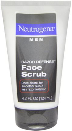 Men, Razor Defense Face Scrub, 4.2 fl oz (124 ml) by Neutrogena, 美容，男士護膚，面部護理 HK 香港