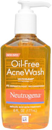 Oil-Free Acne Wash, 6 fl oz (177 ml) by Neutrogena, 健康，粉刺，皮膚型痘痘皮膚，面部護理 HK 香港