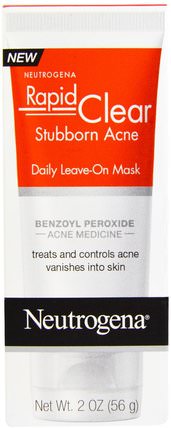 Rapid Clear, Stubborn Acne, Daily Leave-On Mask, 2 oz (56 g) by Neutrogena, 健康，粉刺，皮膚型痘痘皮膚，美容，面膜 HK 香港