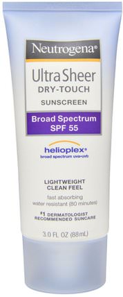 Ultra Sheer Dry Touch Sunscreen, SPF 55, 3.0 fl oz (88 ml) by Neutrogena, 洗澡，美容，防曬霜，spf 50-75，面部護理 HK 香港