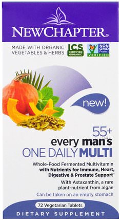 55+ Every Mans One Daily Multi, 72 Veggie Tabs by New Chapter, 維生素，男性多種維生素 HK 香港