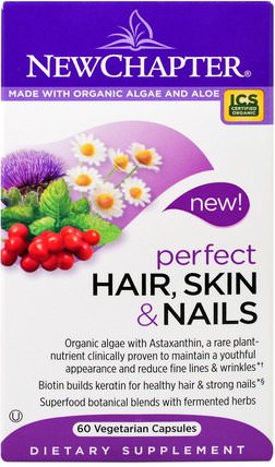 Perfect Hair, Skin & Nails, 60 Veggie Caps by New Chapter, 健康，女性，皮膚，頭髮補充劑，指甲補充劑，皮膚補充劑 HK 香港