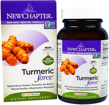 Turmeric Force, 60 Liquid Veggie Caps by New Chapter, 補充劑，抗氧化劑，薑黃素，薑黃 HK 香港