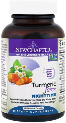 Turmeric Force Nighttime, 60 Vegetarian Capsules by New Chapter, 補充劑，抗氧化劑，薑黃素 HK 香港