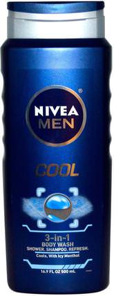 3-in-1 Body Wash, Men, Cool, 16.9 fl oz (500 ml) by Nivea, 洗澡，美容，沐浴露 HK 香港