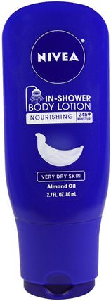 In-Shower Body Lotion, Very Dry Skin, Almond Oil, 2.7 fl oz (80 ml) by Nivea, 洗澡，美容，潤膚露 HK 香港