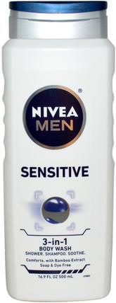 Sensitive Body Wash for Men, 16.9 fl oz (500 ml) by Nivea, 洗澡，美容，頭髮，頭皮，男士護髮，洗髮水，護髮素 HK 香港