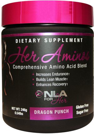 Her Aminos, Comprehensive Amino Acid Blend, Dragon Punch, 0.54 lbs (246 g) by NLA for Her, 運動，女子運動產品 HK 香港