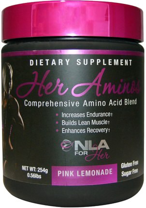 Her Aminos, Comprehensive Amino Acid Blend, Pink Lemonade, 0.56 lbs (254 g) by NLA for Her, 運動，女子運動產品，運動 HK 香港