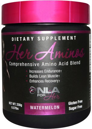 Her Aminos, Comprehensive Amino Acid Blend, Watermelon, 0.57 lbs (258 g) by NLA for Her, 運動，女子運動產品，運動 HK 香港