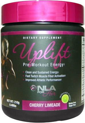 Uplift, Pre-Workout Energy, Cherry Limeade, 0.46 lbs (210 g) by NLA for Her, 體育，女子體育用品，能源 HK 香港