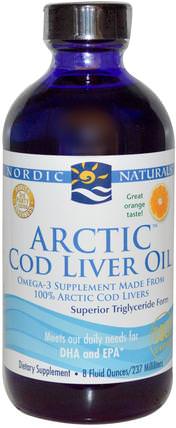 Arctic Cod Liver Oil, Orange, 8 fl oz (237 ml) by Nordic Naturals, 補充劑，efa omega 3 6 9（epa dha），魚肝油，魚肝油液 HK 香港