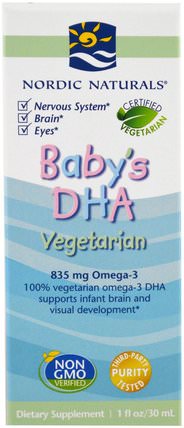 Babys DHA, Vegetarian, 1 fl oz (30 ml) by Nordic Naturals, 兒童健康，補充兒童 HK 香港