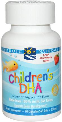Childrens DHA, Strawberry, 250 mg, 90 Chewable Soft Gels by Nordic Naturals, 兒童健康，補充兒童 HK 香港